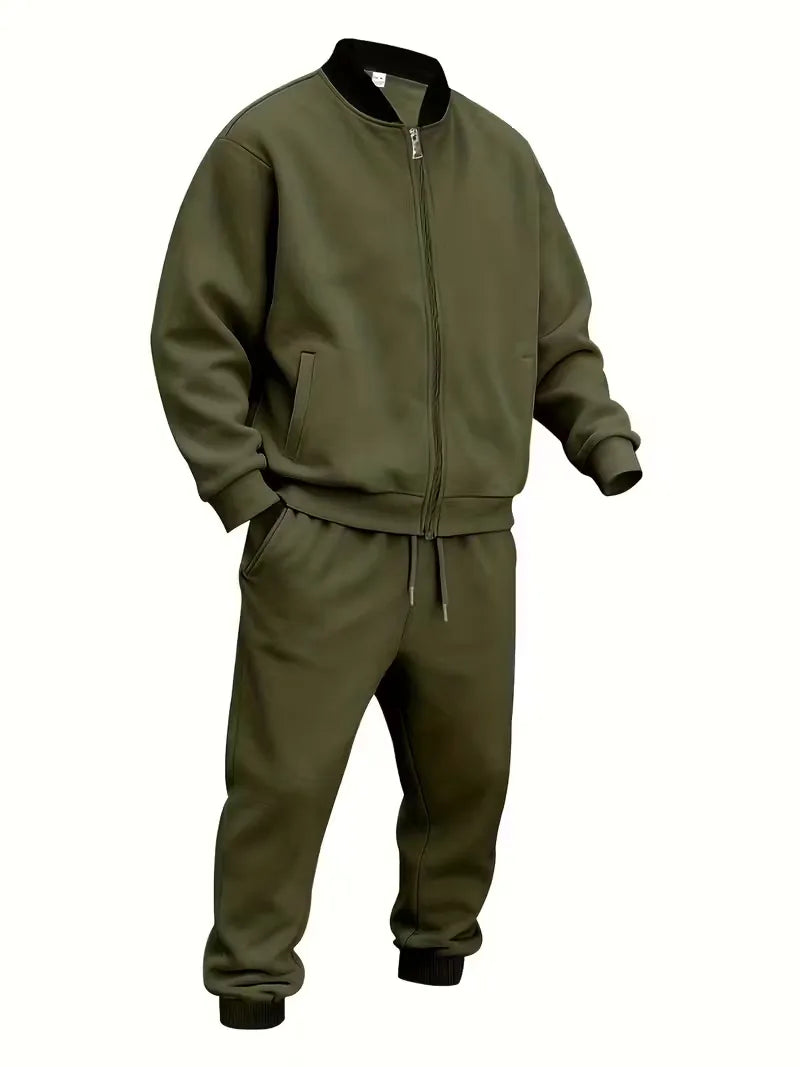 Herren Freizeit-Set Jacke mit Reißverschluss und Hose Regular Fit