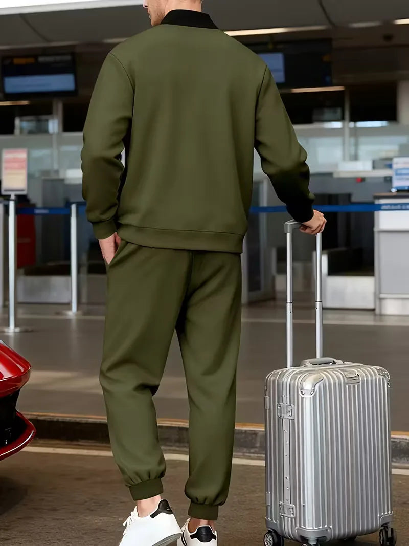 Herren Freizeit-Set Jacke mit Reißverschluss und Hose Regular Fit