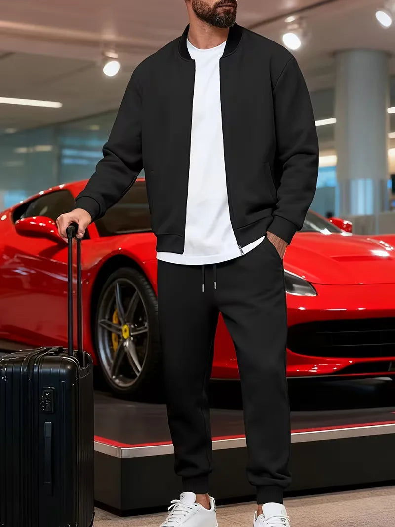 Herren Freizeit-Set Jacke mit Reißverschluss und Hose Regular Fit