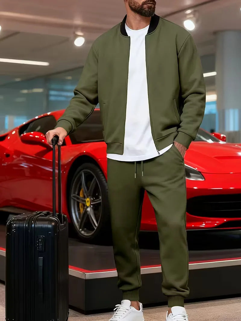 Herren Freizeit-Set Jacke mit Reißverschluss und Hose Regular Fit