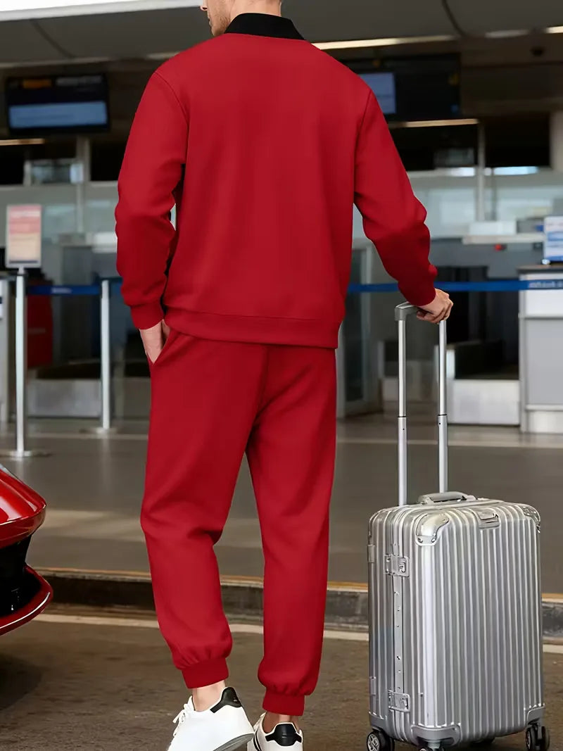 Herren Freizeit-Set Jacke mit Reißverschluss und Hose Regular Fit