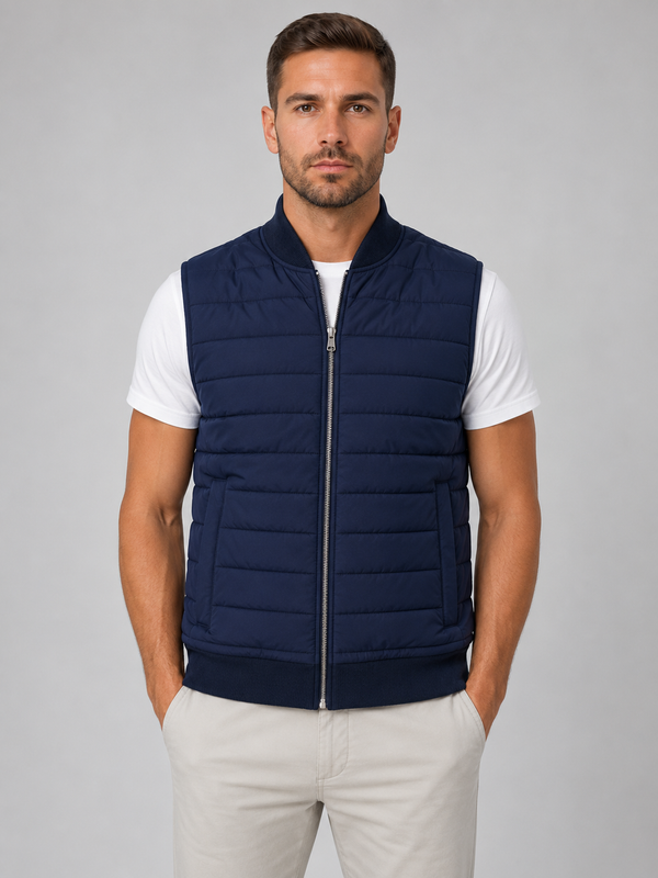 Gesteppte Herrenweste Slim Fit Freizeit mit Reißverschluss