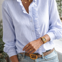 Bluse Damen Regular Fit Casual mit Rüschendetail und Knöpfen