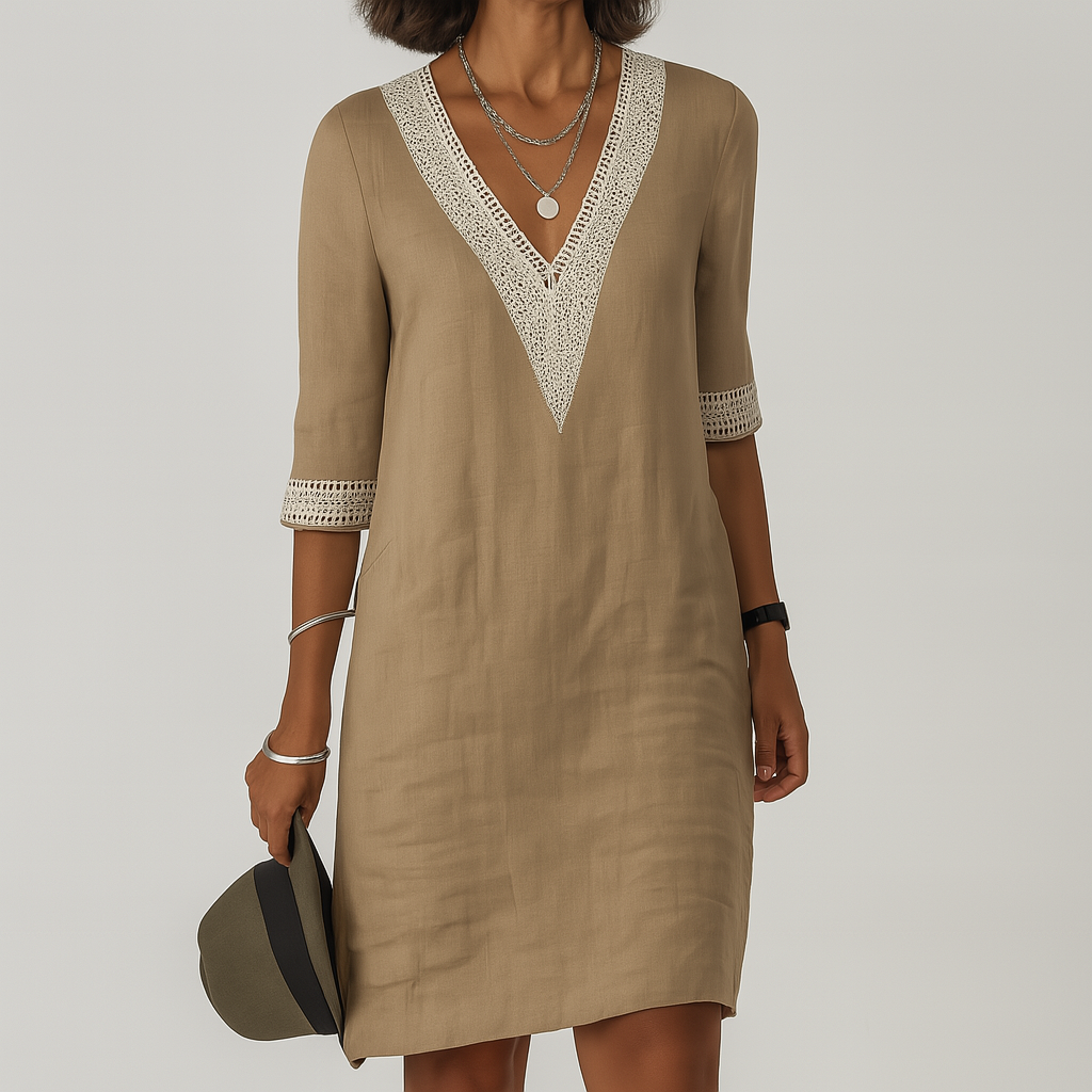 Sommerkleid Damen Locker Leinen Frühling & Sommer