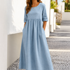 Adele | Midikleid Damen A-Linie Kurzarm Casual