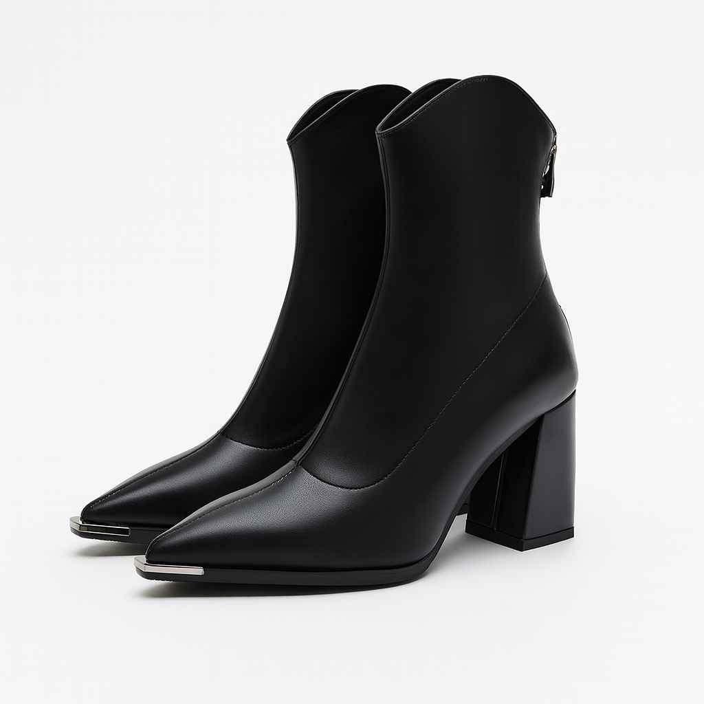 Chelsea-Stiefelette aus Leder mit Chromspitze 0