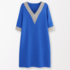 Sommerkleid Damen Relaxed Fit Freizeit V-Ausschnitt Spitze