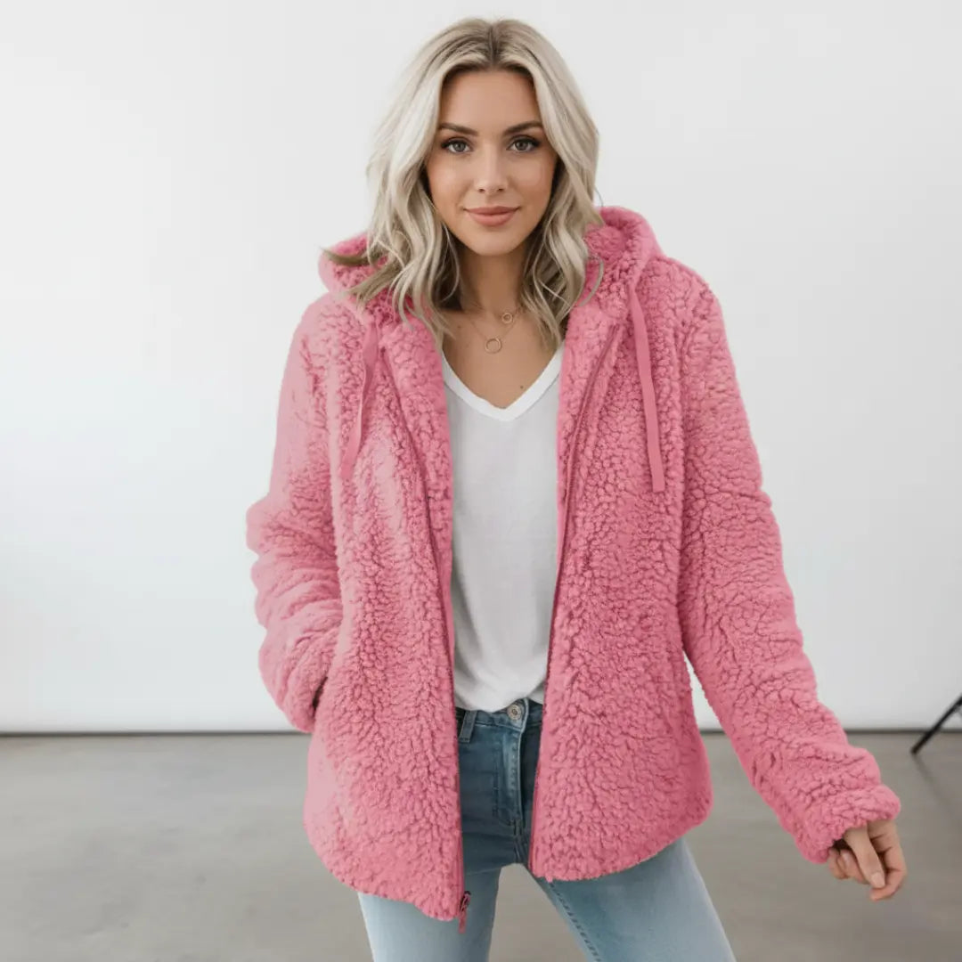 Damen-Teddy-Jacke mit Kapuze, lang geschnitten – Penny 0