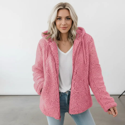 Damen-Teddy-Jacke mit Kapuze, lang geschnitten – Penny 0