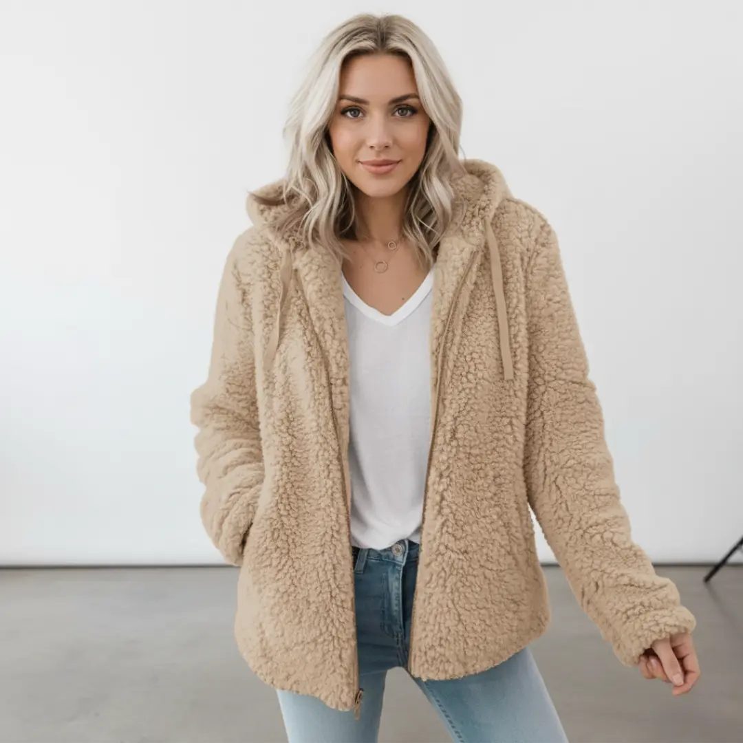 Damen-Teddy-Jacke mit Kapuze, lang geschnitten – Penny 2