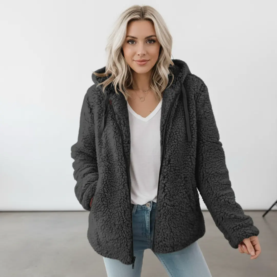 Damen-Teddy-Jacke mit Kapuze, lang geschnitten – Penny 4