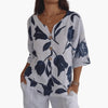 Damen Bluse V-Ausschnitt Kurzarm mit Blumenmuster Casual für den Sommer