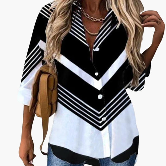 Damen Bluse mit Blumendruck Langarm Casual Elegantes Oberteil 0