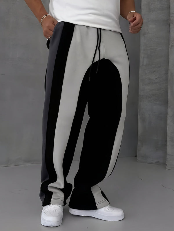 Jogginghose Herren Colorblock Design mit Verstellbarem Bund für Alltag