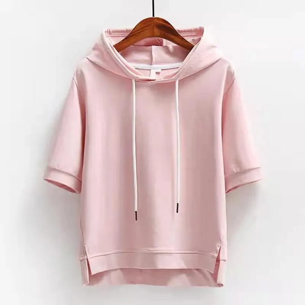 Damen Kurzarm Hoodie mit Minimalistischer Kapuze für Lässige Freizeit