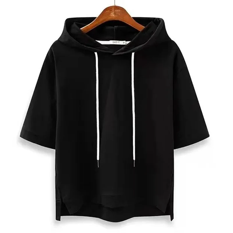 Damen Kurzarm Hoodie mit Minimalistischer Kapuze für Lässige Freizeit 2