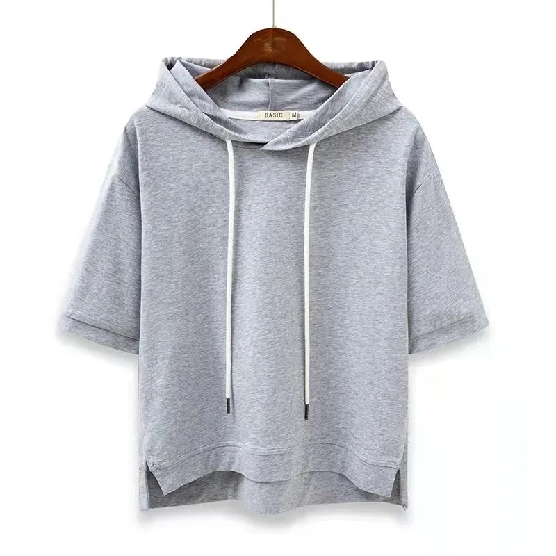 Damen Kurzarm Hoodie mit Minimalistischer Kapuze für Lässige Freizeit 3