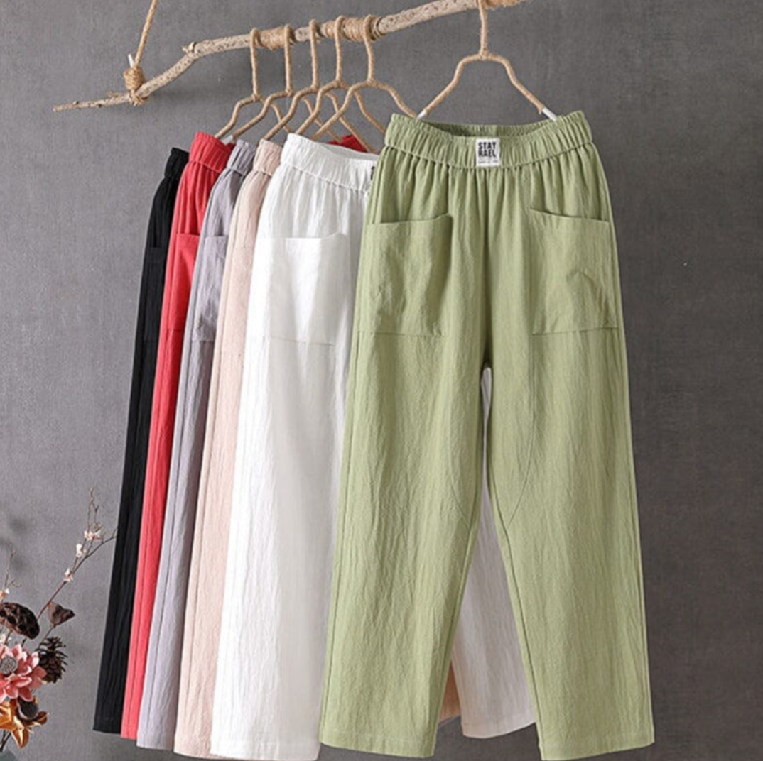 Damen Leinenhose mit Elastischem Bund | Bequeme und Stilvolle Alltagsmode 1