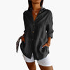 Damen Longline Bluse Elegant mit Knopfleiste und Langen Ärmeln