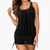 Damen Tankini Set mit Tropischem Print und Verstellbaren Trägern für Sommer