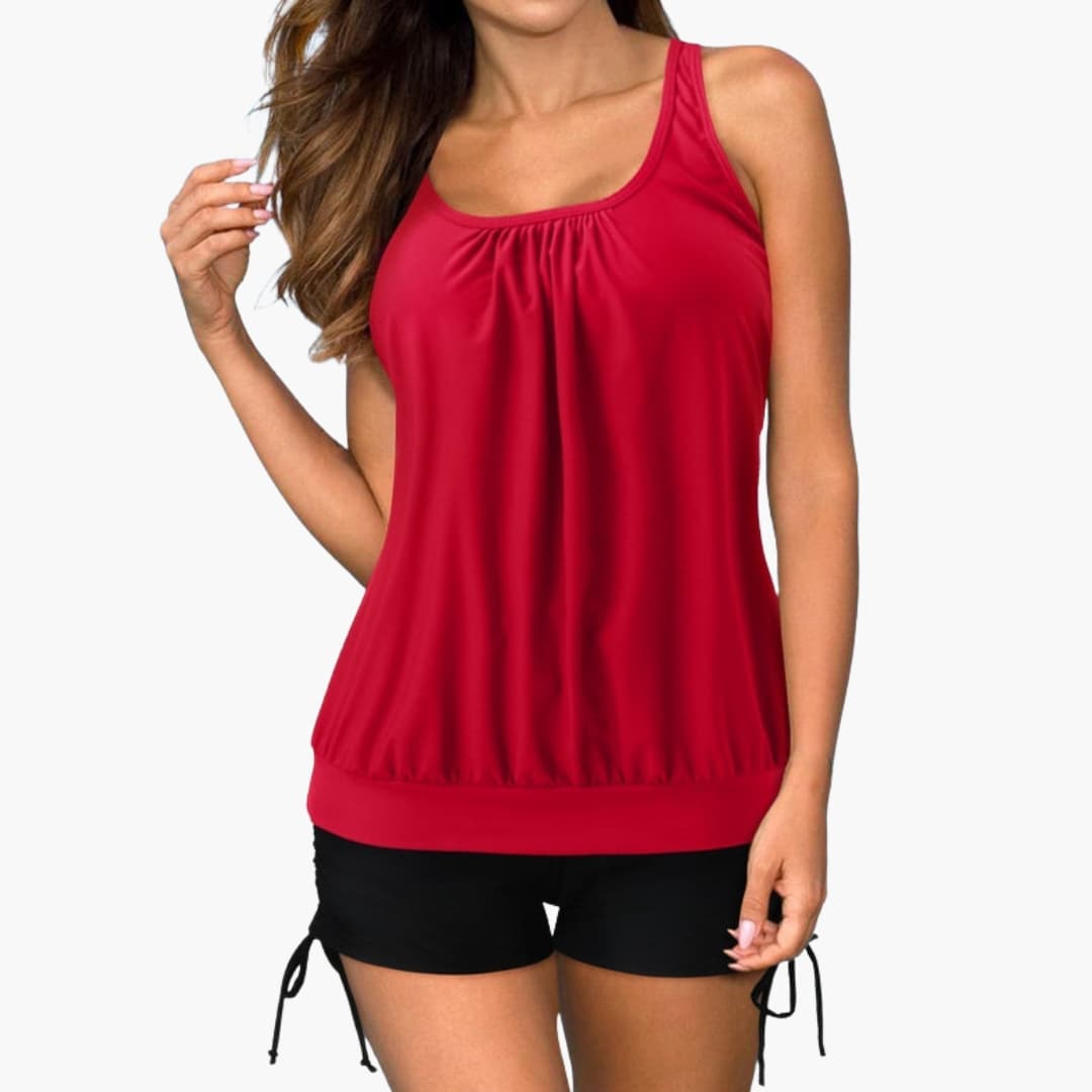 Damen Tankini Set mit Tropischem Print und Verstellbaren Trägern für Sommer 2