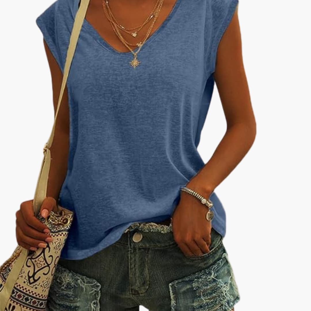 Damen Top mit V-Ausschnitt und Flügelärmeln für den Sommer 1