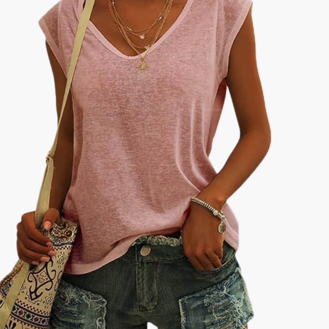 Damen Top mit V-Ausschnitt und Flügelärmeln für den Sommer 4