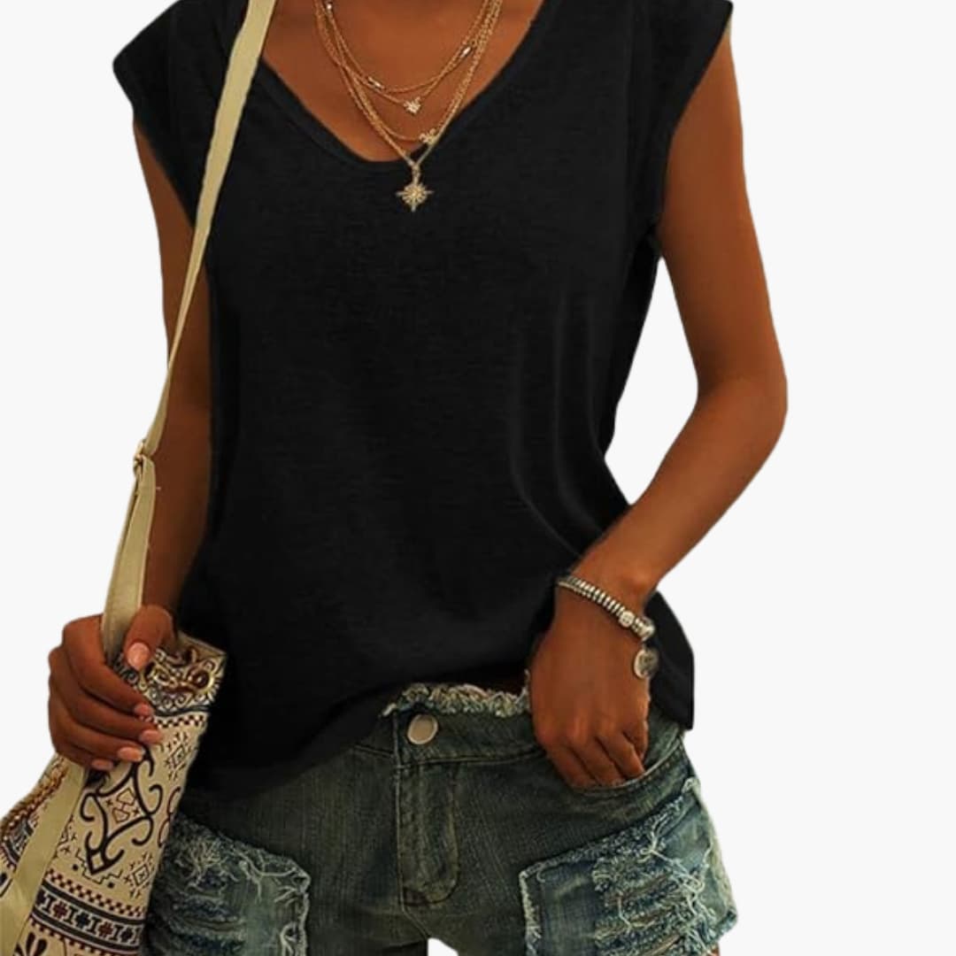 Damen Top mit V-Ausschnitt und Flügelärmeln für den Sommer 6