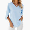 Damenbluse V-Ausschnitt Dreiviertelärmel Elegant Casual Alltag