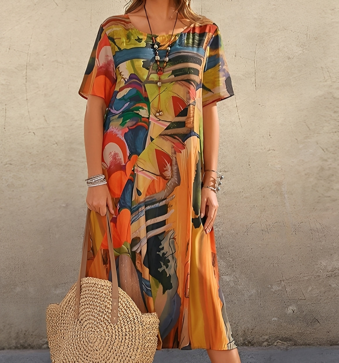 Damen Kleid Relaxed Fit Freizeit mit auffälligem Print