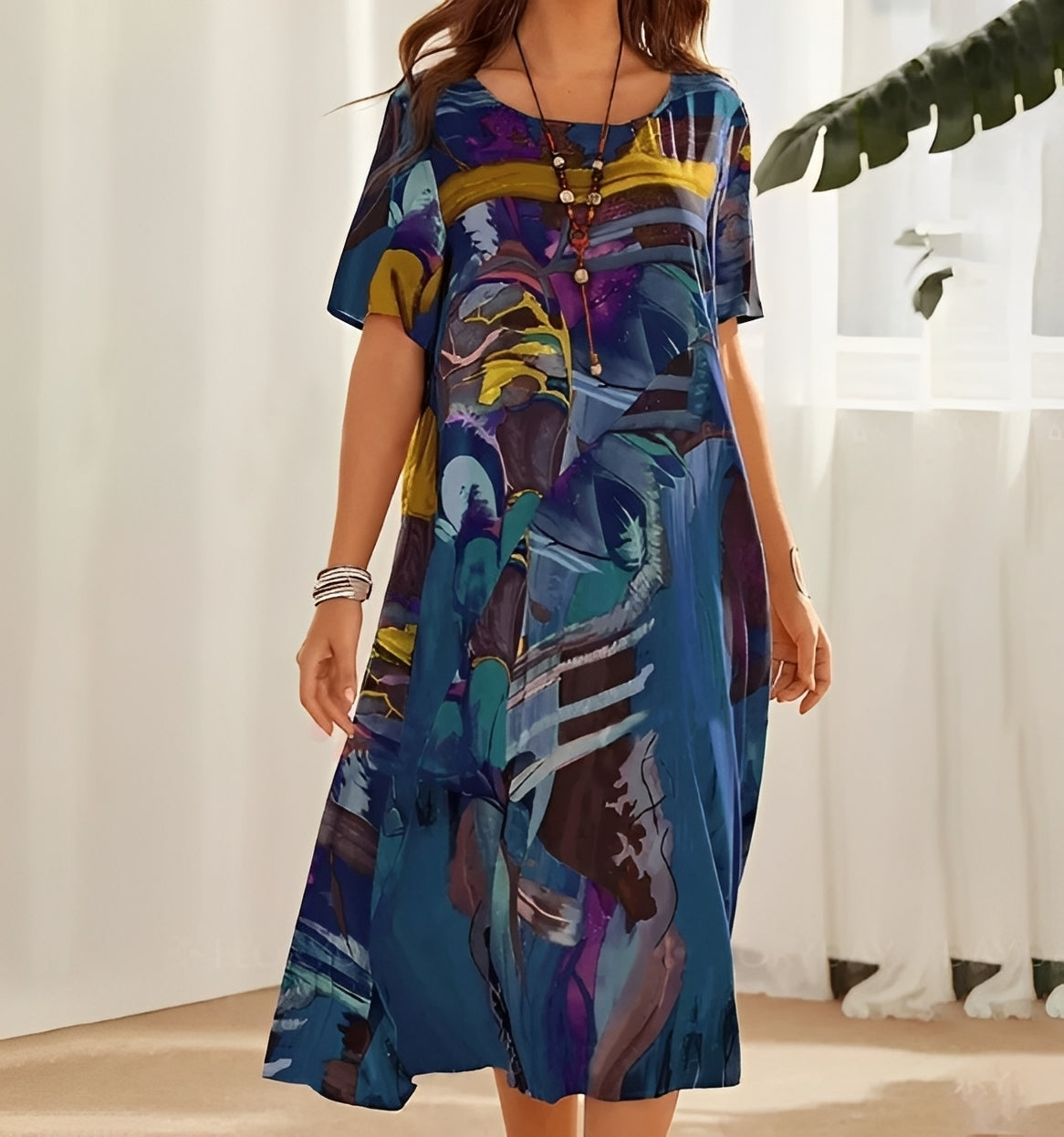 Damen Kleid Relaxed Fit Freizeit mit auffälligem Print