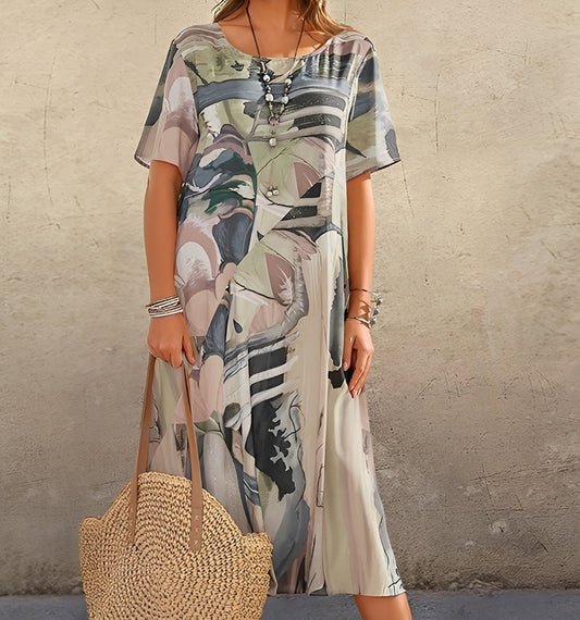 Damen Kleid Relaxed Fit Freizeit mit auffälligem Print