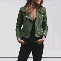 Damen Slim Fit Bikerjacke Freizeit Weiches Material Klassisch