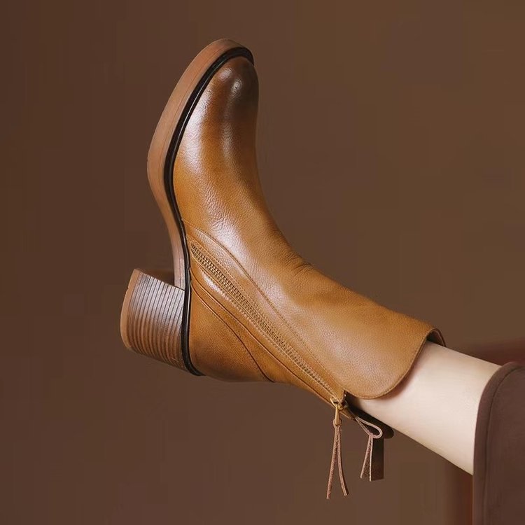 Lederstiefel Damen Gepolstert Seitlicher Reißverschluss Alltag