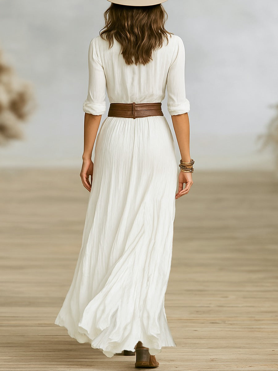 Maxikleid Damen Tailliert Elegant Freizeit