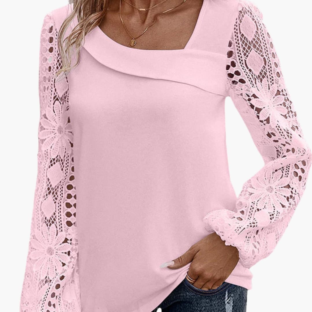Elegante Damenbluse mit Spitzenbesatz und Cutout-Details für Anlässe 1