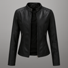 Blouson élégant pour femme | Veste en similicuir avec col montant | Look motard polyvalent pour toutes les occasions