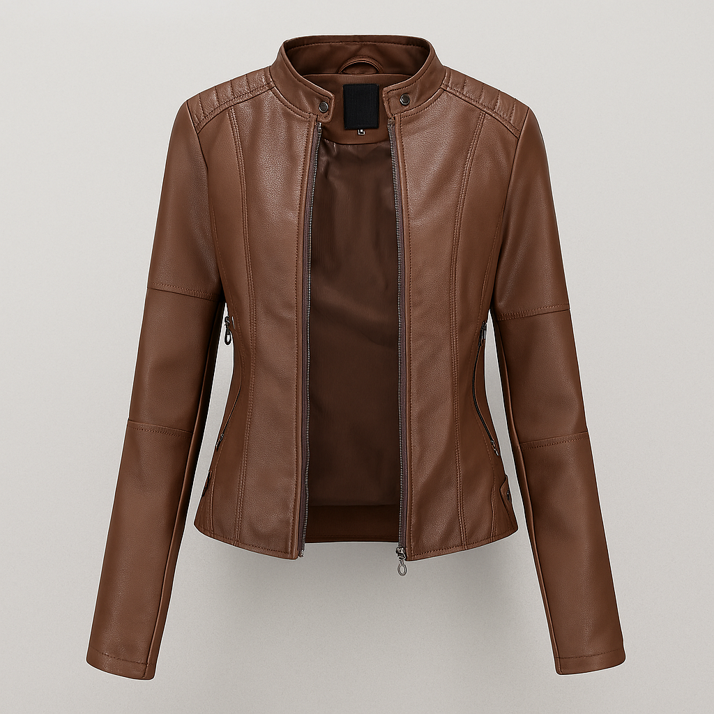 Elegante Jacke Damen | PU-Lederjacke mit Stehkragen | Vielseitige Motorrad-Optik für jeden Anlass 1