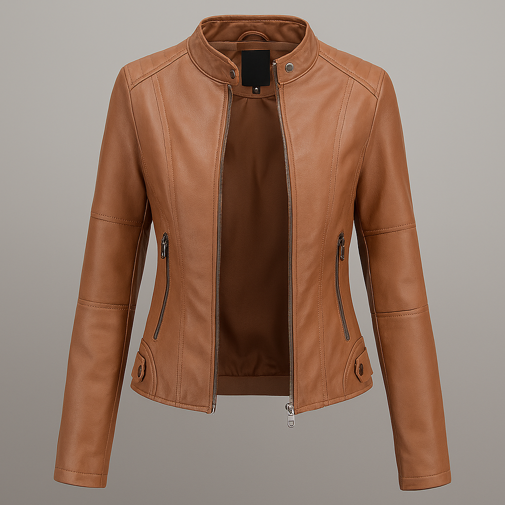Elegante Jacke Damen | PU-Lederjacke mit Stehkragen | Vielseitige Motorrad-Optik für jeden Anlass 2