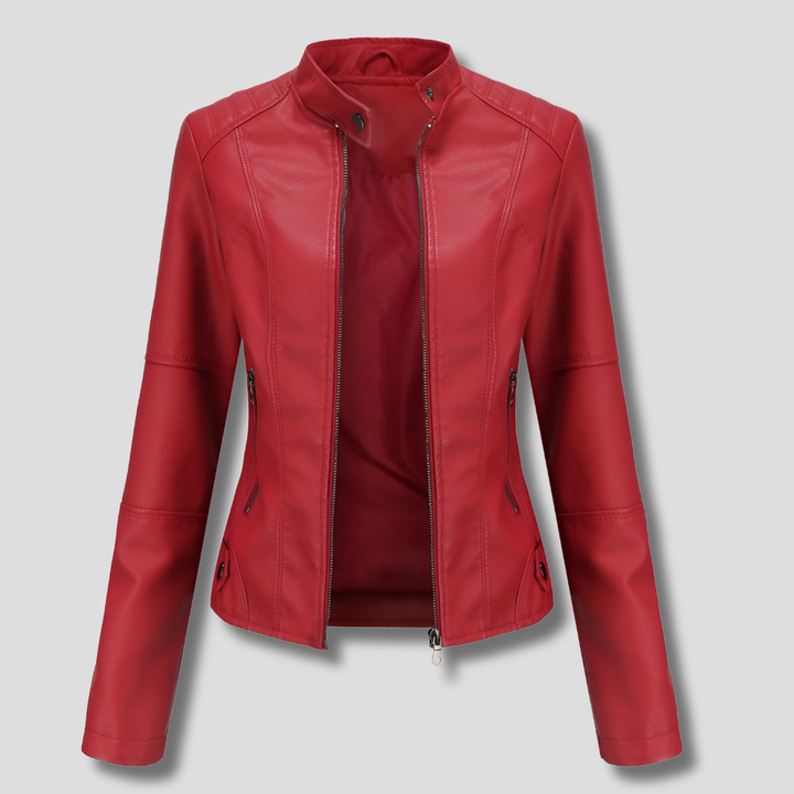 Elegante Jacke Damen | PU-Lederjacke mit Stehkragen | Vielseitige Motorrad-Optik für jeden Anlass 4