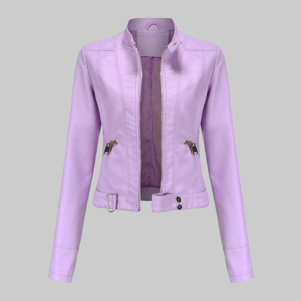 Elegante Jacke Damen aus Leder mit Stehkragen & Reißverschluss | Vielseitige Oberbekleidung für jeden Anlass 3