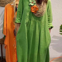 Sommerkleid Damen | Langes Kleid mit V-Ausschnitt
