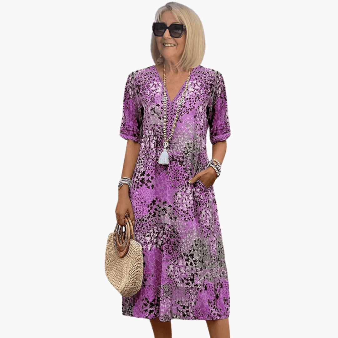 Elegante Kleider Damen | Midikleid mit V-Ausschnitt & Seitentaschen | Bequemes Design für Alltag und Freizeit 3