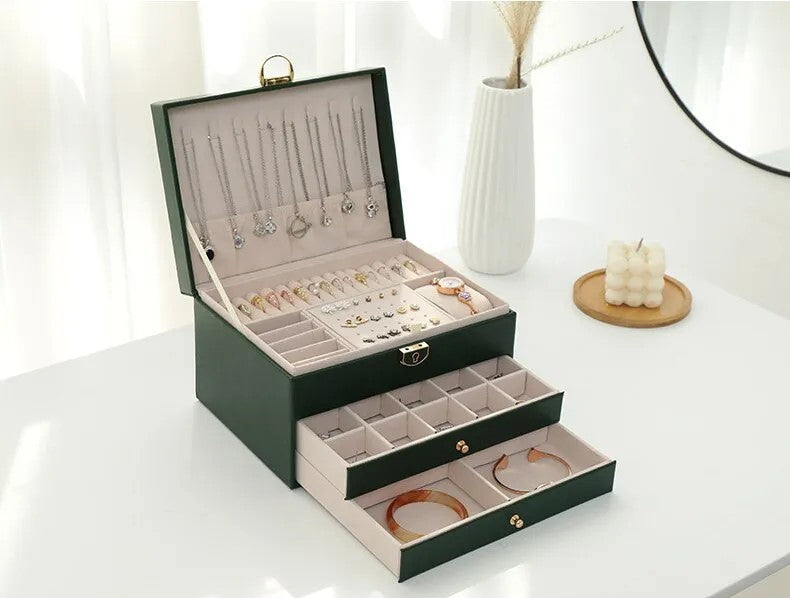 Elegante Schmuckschatulle | Mehrschichtiges Design aus Leder | Stilvolle Aufbewahrung für Ihren Schmuck 4