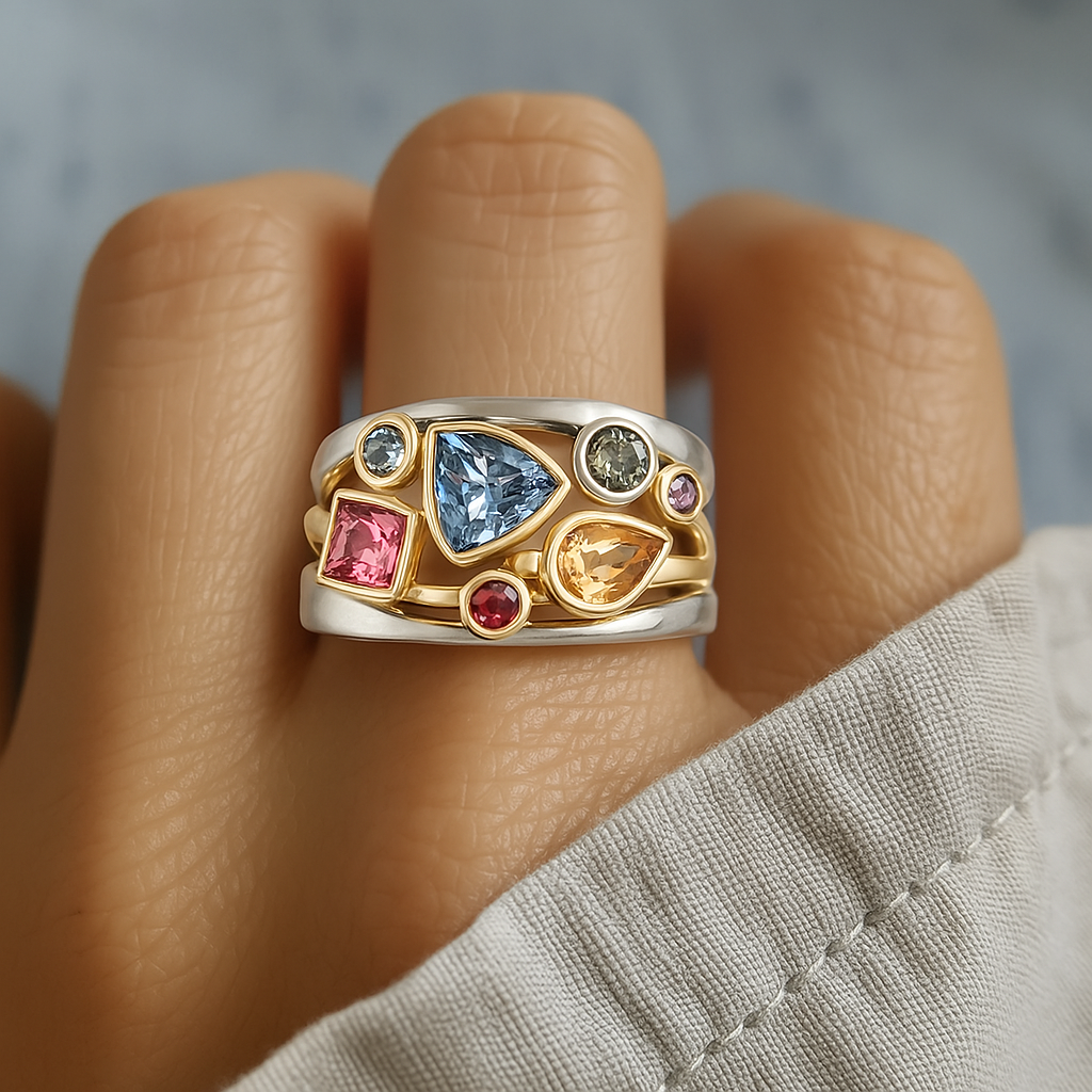 Eleganter Vintage Ring mit Buntem Zirkon und Anpassbarer Größe | Einzigartiges Accessoire für Stil und Eleganz 0