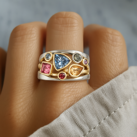 Eleganter Vintage Ring mit Buntem Zirkon und Anpassbarer Größe | Einzigartiges Accessoire für Stil und Eleganz 0