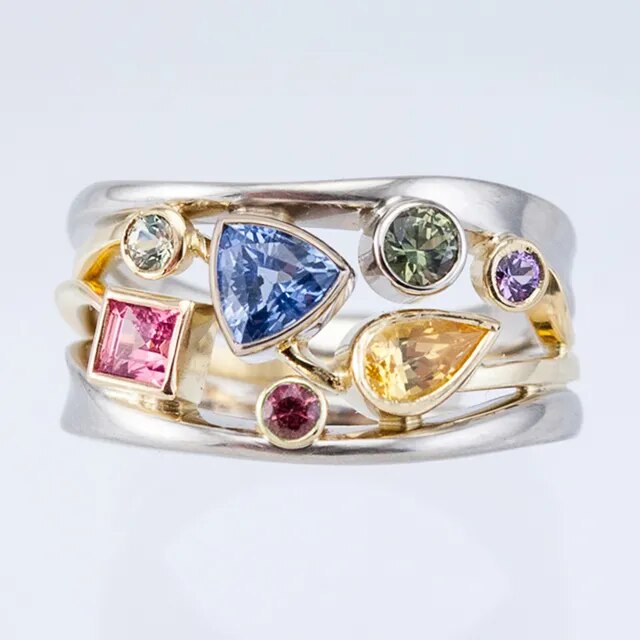 Eleganter Vintage Ring mit Buntem Zirkon und Anpassbarer Größe | Einzigartiges Accessoire für Stil und Eleganz 1