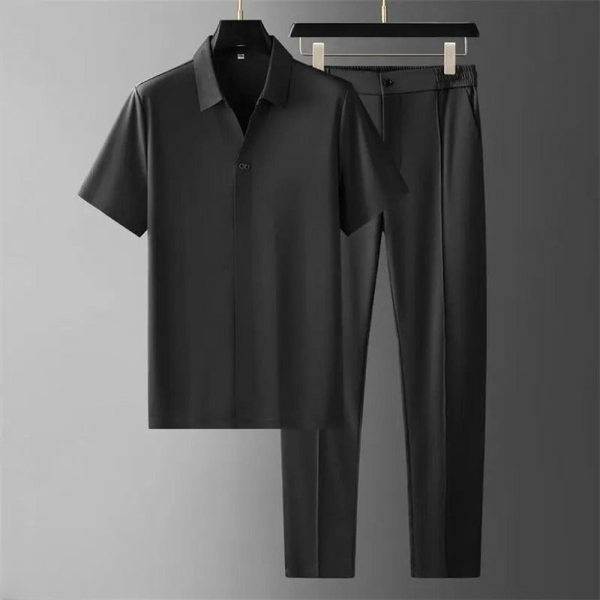 Elegantes Herren Poloshirt und Hosen-Set mit Atmungsaktivem Material | Stilvolles Outfit für Sommeranlässe