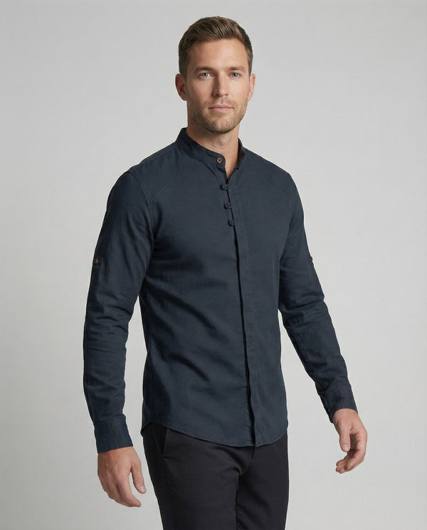 Stehkragenhemd Herren Atmungsaktiv & Leicht – Sommer Oberteil aus Soft-Gewebe