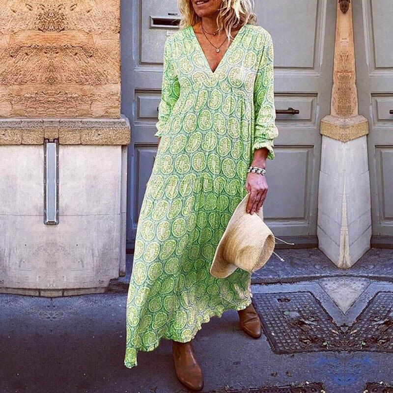 Elegantes Kleid Damen | V-Ausschnitt mit Ibiza-Print für Stil und Komfort | Perfekt für Festliche Anlässe 3